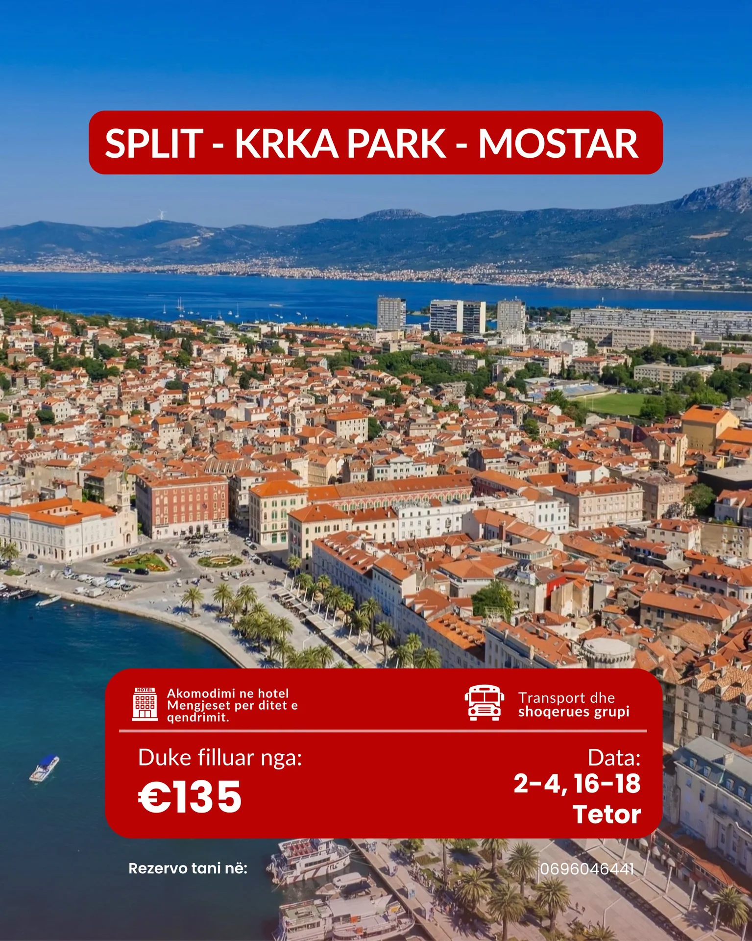 Split – Parku Natyror Krka – Mostar